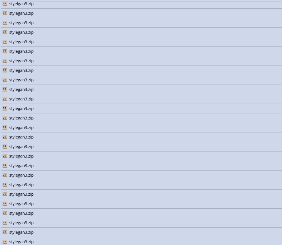 Trash folder full of stylegan3.zip files